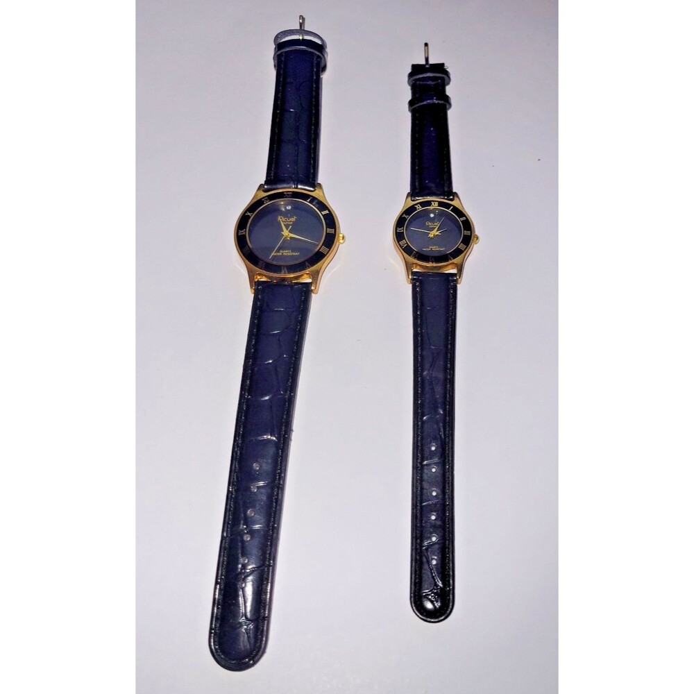 Vintage ACUET His & Hers Watch Set - UNWORN Japan Movt - Gold Tone Pair